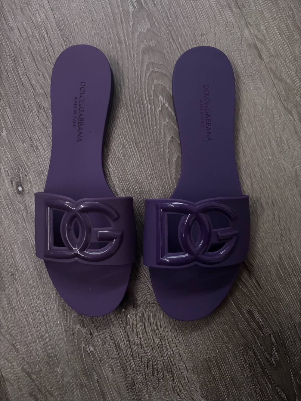 Dolce & Gabbana Purple DG Logo Slide Sandals